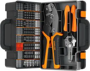 Crimp Tool Connector Kit, JST-XH/SM/SYP 2.5mm and Dupont 2.54mm Connector Set, 27 Types of Connectors, 30-20 AWG Ratcheting Crimper for JST Series,KF2510,Molex,AMP EI Series