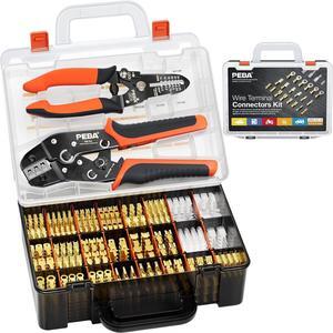 Crimping Tool 24-14 AWG for Open Terminal 2.8mm 3.5mm 3.9mm 4.8mm 6.3mm Connector, Wire Crimper suit Speaker Connectors Terminal, Molex Connector kit, Male Female Spade and Ring Terminal kit