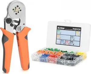iCrimp Ferrule Crimping Tool Kit, AWG 23-10 Self-adjustable Ratchet Ferrule Crimper Plier c/w 770End Sleeve Ferrules Connector Terminals on Electrician, Contractors, Repair Support