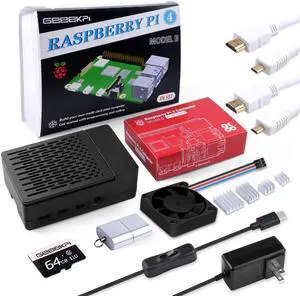 Raspberry Pi 4 4GB Starter Kit - 64GB Edition, Raspberry Pi 4 Case with PWM Fan, Raspberry Pi 5V 3.6A 18W Power Supply with ON/Off Switch, HDMI Cables for Raspberry Pi 4B (4GB RAM) Raspberry Pi 4 4GB Starter Kit - 64GB Edition, Raspberry Pi 4 Case with PWM Fan, Raspberry Pi 5V 3.6A 18W Power Supply with ON/Off Switch, HDMI Cables for Raspberry Pi 4B (4GB RAM)