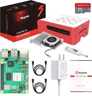 Starter Kit for Raspberry Pi 5 RAM 4GB- Pre-Loaded with 64GB Edition Raspberry Pi OS(Red&White Case)