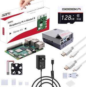 Raspberry Pi 4 8GB Starter Kit - 128GB Edition, with Raspberry Pi 4 Case with Fan Heatsinks, Raspberry Pi 5V 3.6A Type C Power Supply with ON/Off Switch, 2PCS HDMI Cables