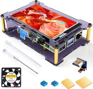 Raspberry Pi 4 Touchscreen with Case Fan, 4 inch IPS Touch Screen LCD Display, 800x480 HDMI Monitor for RPI 4b 8gb/4gb/2gb with Touch Pen (Support Raspbian/Kali/Octopi/Ubuntu)- No Raspberry Pi