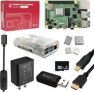 Raspberry Pi 4 Model B Starter Kit with 4GB RAM with 5v3a Charger Micro-HDMI Cable Heat Sink & 32 GB MicroSD Card