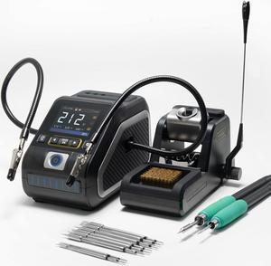 200W Precision Digital Soldering Station Kit, with 3 F210 & 6 F245 Soldering Iron Tips and 2 Helping Hands, Temp Value & Curve Mode, 3 Temperature Storage, Full-Color Display