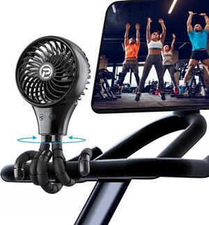 Auto Oscillating Clip Fan for Exercise Bike/Treadmill, Portable & Rechargeable Battery with Flexible Tripod, Design for Exercise Machine GYM Workout