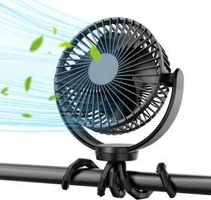 5000Mah Portable Battery Operated Fan, Baby Stroller Fan Flexible Tripod Small Clip on fan for Bike & Treadmill,USB Rechargeable and Handheld Cooling Fan for Travel, Car Seat, Golf Cart, Bed