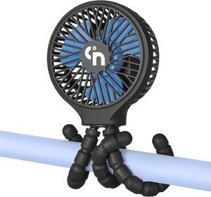 Mini Handheld Stroller Fan,Personal Portable Car Seat Baby Fan with Flexible Tripod Fix on Stroller,USB or Battery Operated Desk Fan Adjustable 3 Speeds for Travel Treadmill Golf Cart