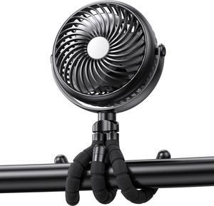 Car Seat Fan - 5000mAh Battery Operated Baby Stroller Fan with Flexible Tripod - 360 Degree Rotatable Portable Clip on Fan for Tent Crib Golf Cart Bike Treadmill (Black)