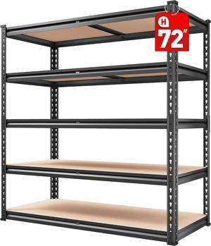 2000LBS Garage Shelving 72''H Storage Shelves Heavy Duty Shelving 5 Tier Metal Shelves for Garage Shelves 35.5"W x72"H x 15.8"D, Adjustable Shelving Unit for Basement Pantry Utility Rack Shelf
