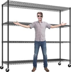 Storage Shelves 75.6" H Wire Shelving Unit with Wheels 2500LBS Heavy Duty Metal Shelves for Storage Adjustable Garage Storage Rack Pantry Shelf Commercial Shelving, 75.6" H X 55.5''W X 24" D