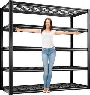 48.2''W Garage Shelving Heavy Duty Loads 3010LBS Garage Storage Shelves Heavy Duty Shelving 5 Tier Adjustable Metal Shelving for Storage Rack Industrial Utility Shelf 48.2''W X72''HX 24.5''D