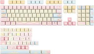 Cat Paradise Keycaps Set, Dye-Sublimation PBT, Mao Profile, 141 Keys Custom Keycaps for ANSI Layout, MX Switches Mechanical Gaming Keyboard