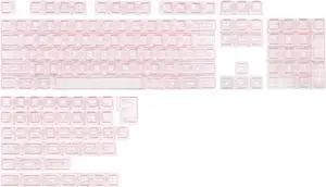 Transparent PC Keycaps Set, 146 Keys ASA Profile ANSI ISO Layout RGB Shine Through Keycaps for Mechanical Keyboard, Compatible with Mx Switches (Pink)