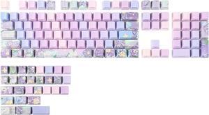 Violet OEM Profile Keycaps Set, 133 Keys Side-Printed PBT Custom Keycaps for ANSI Layout, MX Switches Gaming Mechanical Keyboard