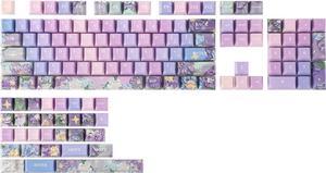 Violet Cherry Profile Keycaps Set, 133 Keys PBT Custom Keycaps for ANSI Layout, MX Switches Gaming Mechanical Keyboard