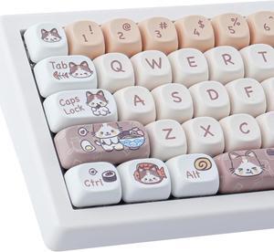 PBT Keycaps 143 Keys Cute Keycaps Dye-Sublimation Kitty-cat Keycaps Set MOA Profile Custom Keycaps for Cherry Gateron MX Swithes Mechanical Keyboards