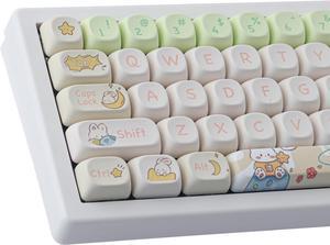 Keycaps 143 Keys PBT Custom Keycaps Rabbit Cute Keycaps Set MOA Profile Keycaps for Cherry Gateron MX Swithes Mechanical Keyboards, for Mac Windows PC Keyboard