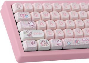 PBT 148 Keys Cute Keycaps Dye-Sublimation Bunny Keycaps Set MOA Profile for Cherry Gateron MX Keys Mechanical Keyboards