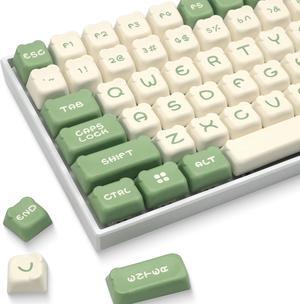 XVX Cute Bear Keycaps, Green and Creamy Keycap Set with MDA Profile, Double Shot PBT Keycaps Suitable for Cherry Gateron MX Switches Mechanical Keyboard