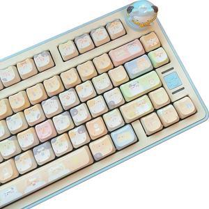 Mao Height Cat Shape Theme keycaps PBT keycaps Customized keycap Set Suitable for 61/87/104/108 Cherry MX Switch and Other Mechanical Keyboards (Cute Mouse)
