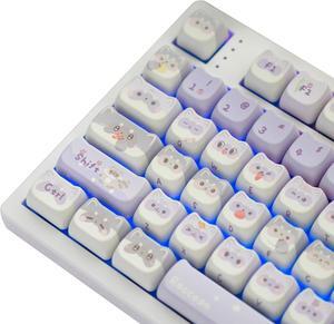 Mao Height Cat Shape Theme keycaps PBT keycaps Customized keycap Set Suitable for 61/87/104/108 Cherry MX Switch and Other Mechanical Keyboards (Purple)