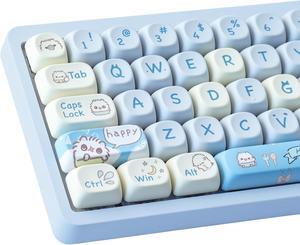 PBT Keycaps for Mechanical Keyboard - 145 Keys Baby Cat Keycaps, Dye-Sublimation Cute Keycaps MOA Profile Custom Keycaps for Cherry Gateron MX Switches, for Mac Windows PC Keyboard