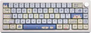 Cat Cute Keycaps MDA Profile Keycaps,Custom PBT Keycaps for Mechanical Keyboard,148 Keys Dye-Sub Cute Keycaps (Blue Kitty)