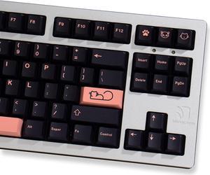PBT Keycaps Dye Sub 129 Keys Cherry Profile Pink Cat Keycaps Set Fit for 60% 65% 95% Cherry Mx Switches Mechanical Keyboard