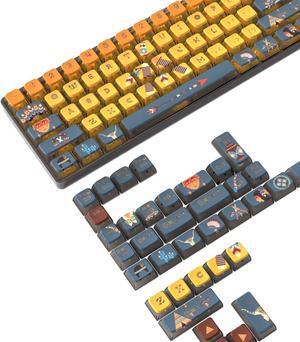 120 Key PBT Pudding Keycap Set ASA Profile with Transluscent PC Layer Dye-Sub Aboriginal Theme for 61/68/84/87/100/104Key TKL Cherry MX Gateron Kailh Cross Type Switch ANSI Mechanical Keyboard(Blue)