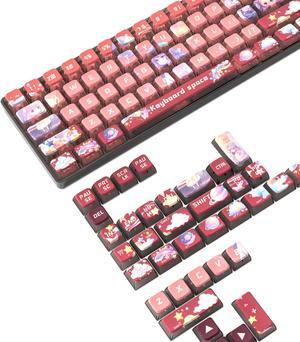 120 Key PBT Pudding Keycap Set ASA Profile with Transluscent PC Layer Dye-Sub Anime Girl Theme for 61/84/87/98/100/104Key TKL Cherry Gateron Kailh Cross Type Switch ANSI Mechanical Keyboard DIY(Red)