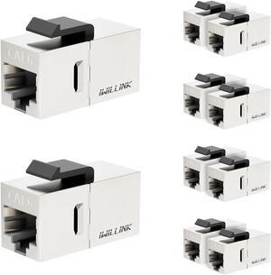 Cat6 Coupler RJ45 Cat6 Shielded Coupler 10-Pack, Ethernet Coupler, Female to Female Cat6 Keystone Jack, STP Keystone Insert Inline Coupler, Silver