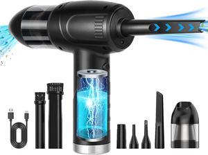 Compressed Air Duster, Electric Air Duster & Vacuum Cleaner 2 in 1, 12500 RPM 9000mAh Canned Air Rechargeable Cordless Air Duster Can for Computer Keyboard Electronics Car Cleaning