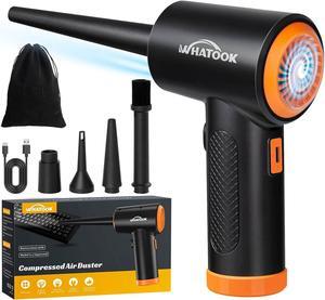 Compressed Air Duster-Reusable Electric Air Duster-3 Speeds 60000 RPM with LED Light-Canned Air Replacement for Keyboard Cleaning-Rechargeable Cordless Air Duster for Computer and Car Blowing