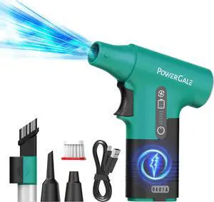 Electric Air Duster - 120000RPM Compressed Air Duster, Stepless Speed Tiny Electric Cleaner for Keyboard PC Deep Cleaning, Rechargeable Air Blower - Viridian GREEN