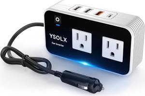 200W Car Power Inverter, DC 12V to 110V AC Inverter, Car Charer Adapter with [20W USB-C]/USB-QC(18W)/4.8A Dual USB/Dual AC Outlet, Car Plu Adapter Outlet for Laptop/Road Trip