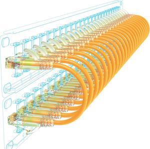 Cat6a Patch Cables Slim 0.5ft (24 Pack), Flexible Cat6 Ethernet Patch Cable 10G 550MHZ, 28AWG Pure Copper Cat6 Patch Cable for Network Cabinet, Cat 6 Patch Cable Orange