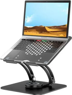 Swivel Laptop Stand for Desk, Adjustable Computer Stand Laptop Holder with 360° Rotating Base, Ergonomic Laptop Riser Compatible with MacBook, Air, Pro, All Laptop 10-16"-Black