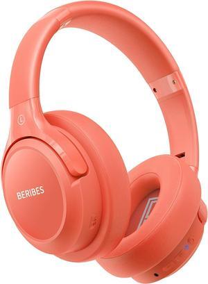 Bluetooth Headphones Over Ear,65H Playtime and 6 EQ Music Modes Wireless Headset with Microphone,HiFi Stereo Foldable Lightweight, Deep Bass for Home Office Outdoors Etc(Orange Red)