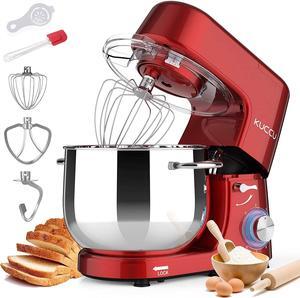 8.5 QT Double Handle  Stand Mixer, 6 Speed with Pulse Electric Kitchen Mixer, 660W Tilt-Head Food Mixer with Dishwasher-Safe Dough Hook, Flat Beater, Whisk, Splash Guard for home baking (Red)