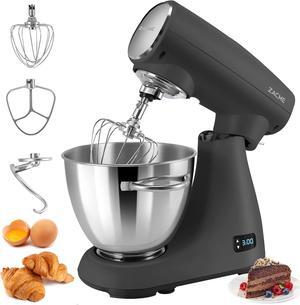 Mixers Kitchen Electric Stand Mixer, Aluminum die casting and Gears, 1 Hour Continuous Operation, Dual Cooling System, Low Noise DC Motor, LED Display and Timing Function, 600W 5.5QT, Food Grade