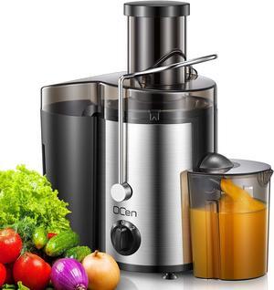 Juicer Machine, 500W Centrifugal Juicer Extractor with Wide Mouth 3 Feed Chute for Fruit Vegetable, Easy to Clean, Stainless Steel, BPA-free (Black)