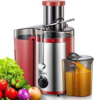 Juicer Machine, 500W Centrifugal Juicer Extractor with Wide Mouth 3 Feed Chute for Fruit Vegetable, Easy to Clean, Stainless Steel, BPA-free (Red)