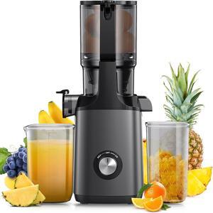 Cold Press Juicer, Slow Masticating Machines with 4.3" Extra Large Feed Chute Fit Whole Fruits Vegetables Easy Clean Self Feeding Effortless for Batch Juicing, High Juice Yield, BPA Free 200W
