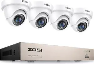 3K Lite 8CH H.265+ Home Security Camera System with AI Human/Vehicle Detection,Night Vision,5MP Lite 8 Channel CCTV DVR,4pcs 1080P 1920TVL 2MP Outdoor Indoor Surveillance Dome Cameras (No HDD)