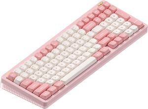 NUPHY Halo96 V2 Wireless Keyboard,Gasket Structure,96% Hot Swappable Gaming Keyboard, 99 Kyes RGB Backlit Mechanical Keyboard, Support QMK/VIA,Bluetooth/USB-C/2.4GHz - Pink,Raspberry Switches(46gf)