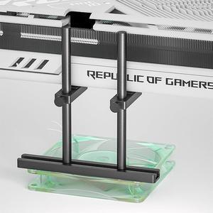 GPU Support Bracket Dual Brace: Fan mounting Adjustable Aluminum Graphics Card GPU Sag Bracket Video Card Stand Holder Graphics Card Bracket, Support Big GPU - Black 128mm