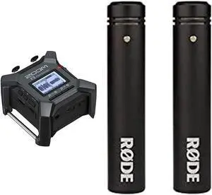 Zoom F3 Professional Field Recorder, 32-bit Float Recording, 2 Channel Recorder, Dual AD Converters, 2 Locking XLR/TRS Inputs, Battery Powered, Wireless Control & Rode M5 Matched Pair