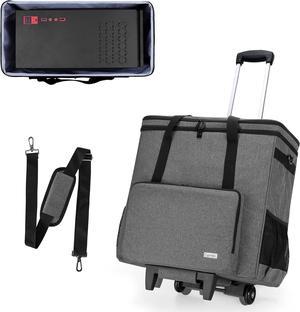 Rolling Desktop Computer Carrying Case, Double Layers Computer Tower Travel Bag with Wheels for PC Chassis, Keyboard and Mouse, Gray (Bag Only, Patented Design)