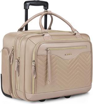 Rolling Laptop Bag 17.3 inch Rolling Briefcase for Women Computer Bag with Wheels Rolling Laptop Case Overnight Roller Bag for Carry on Travel Work Business, Champagne